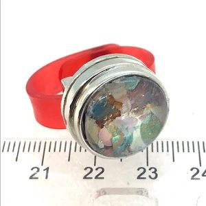 Snap ring 20mm handmade snap Red  silicone band Adjustable Sr20